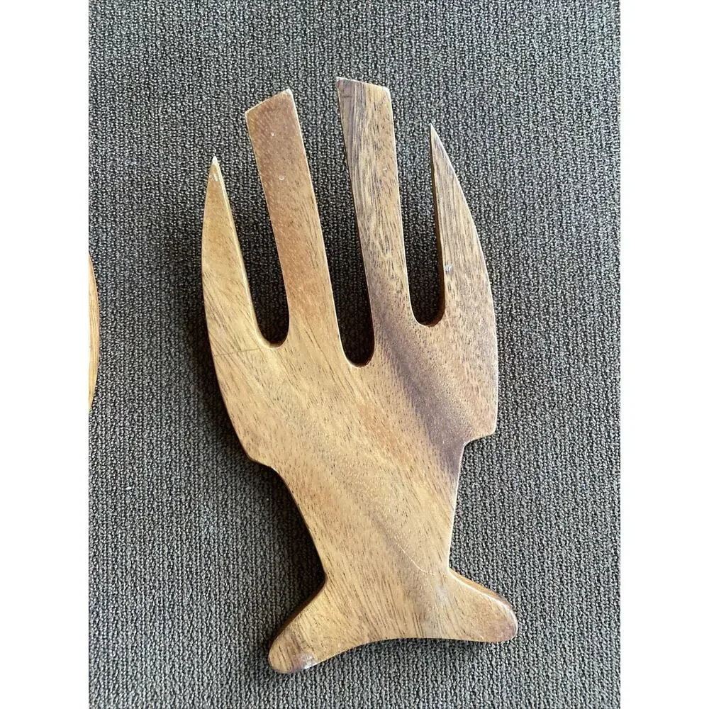 Bamboo Wooden Salad Hands Forks Pasta Tongs Claws Made In Philippines Used Once